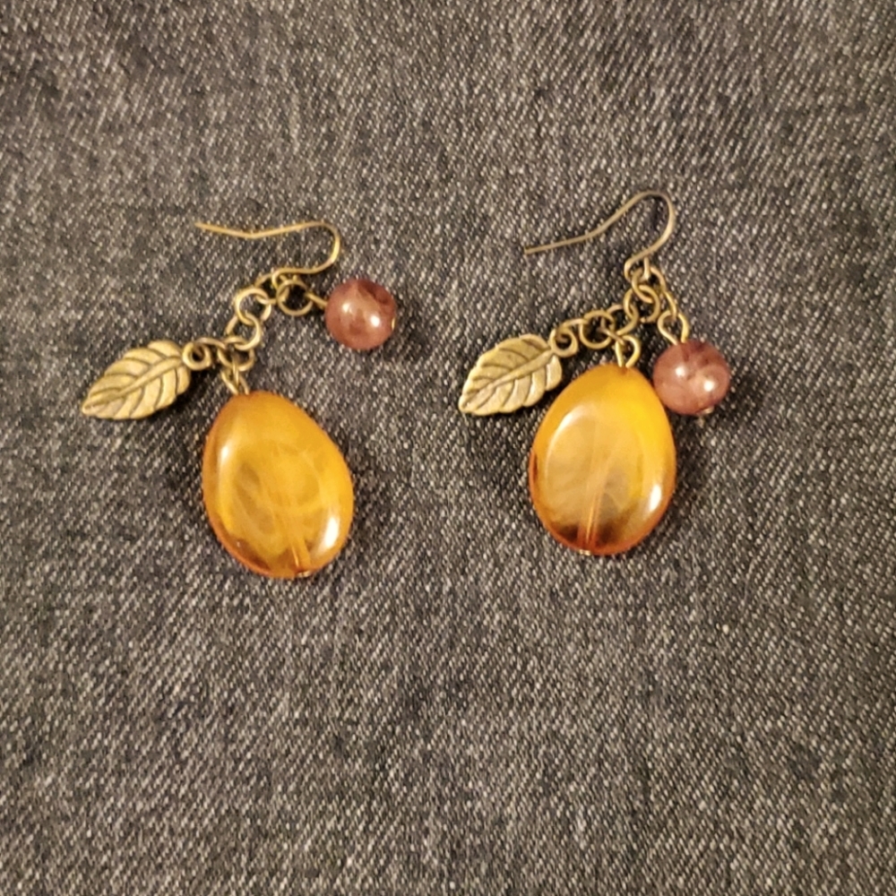 Buckle brand Brown stone charmed earrings